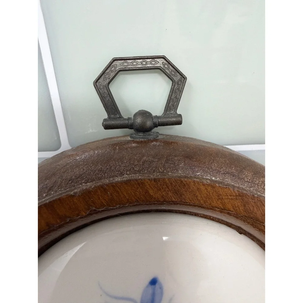VTG Lasting Products Inc Hand Painted Blue Rose Ceramic & Wood Wall Plaque